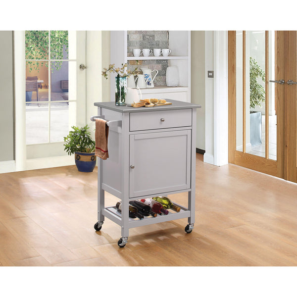 Acme Hoogzen Kitchen Cart in Stainless Steel and Gray Finish 98302