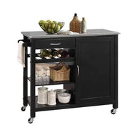 Kitchen Island In Stainless Steel And Black - Stainless Steel, Rubber W Stainless Steel And Black