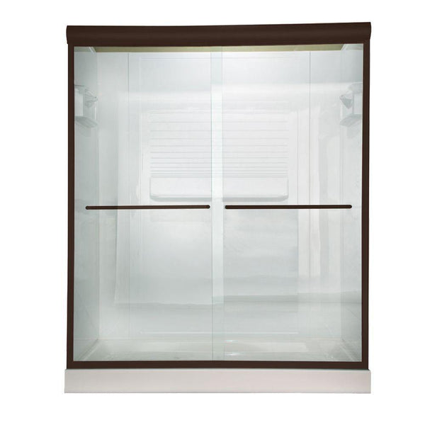 American Standard Euro 60 inch x 70 inch Frameless Bypass Shower Door in Oil Rubbed Bronze Finish with Clear Glass 468656