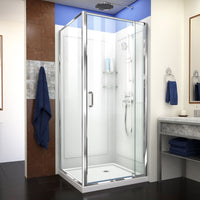 Flex 36 in. D x 36 in. W x 76 3/4 in. H Semi-Frameless Shower Enclosure in Chrome with Corner Drain Base and Backwalls