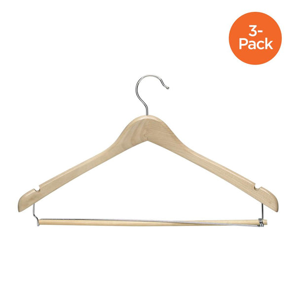 3-Pack Maple Wood Contoured Suit Hangers