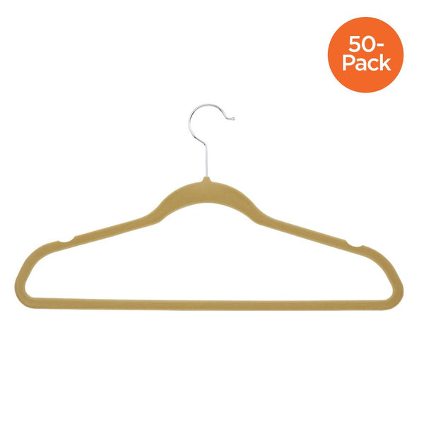 50-Pack Flocked Suit Hanger, Tan