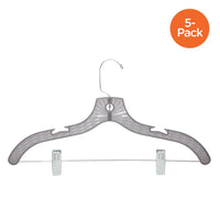 5-Pack Crystal Suit Hangers with Clips, Gray