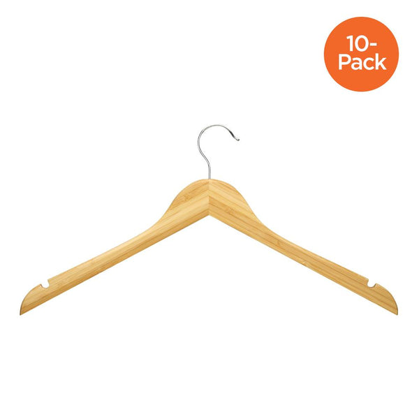10-Pack Wood Shirt Hangers, Bamboo