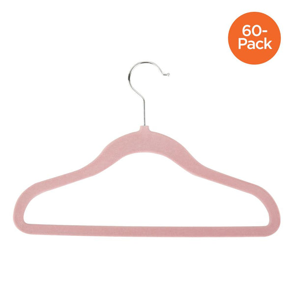 60-Pack Velvet Kids Hangers, Pink