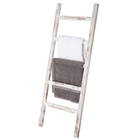 Wall-Leaning Farmhouse Wood Ladder Towel Rack