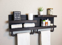 Bathroom Shelf with Industrial Pipe Towel Bars