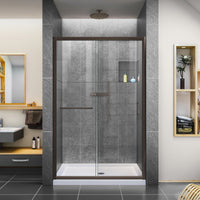 DreamLine Infinity-Z 44-48 in. W x 72 in. H Semi-Frameless Sliding Shower Door, Clear Glass in Oil Rubbed Bronze