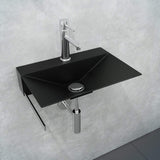 Minimal 15-3/4" Wall Bathroom Washbasin Sink Lavatory Vanity, Stainless Steel With Towel Bar