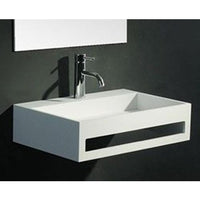 Ideavit 24" Wall Mounted Single Sink Bathroom Vanity with Towel Bar, White Solid Surface