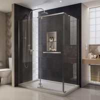 Quatra 32 5/16 in. D x 46 5/8 in. W x 72 in. H Frameless Pivot Shower Enclosure in Brushed Nickel