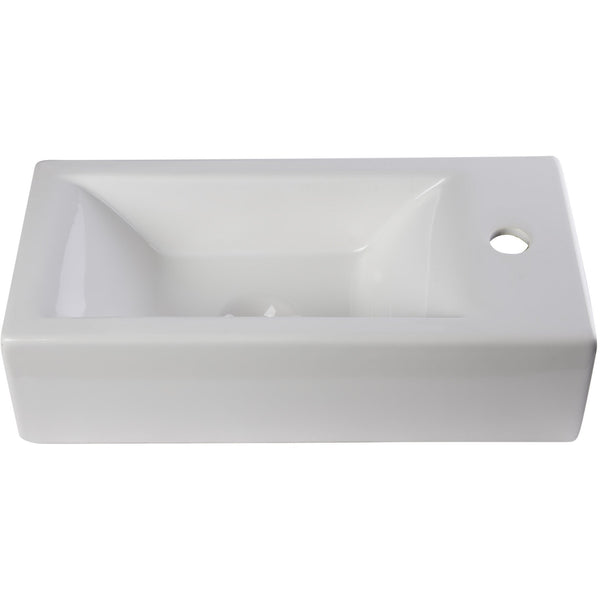ALFI brand AB108 Small White Modern Rectangular Wall Mounted Ceramic Bathroom Sink Basin