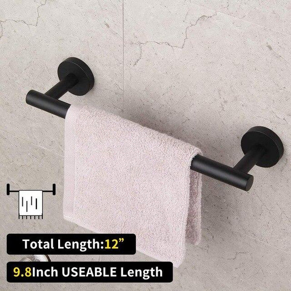 Matte 304 Stainless Steel Bath Shower Set 3pcs Bathroom Hardware Accessories Set Black Towel bar paper holder robe hook