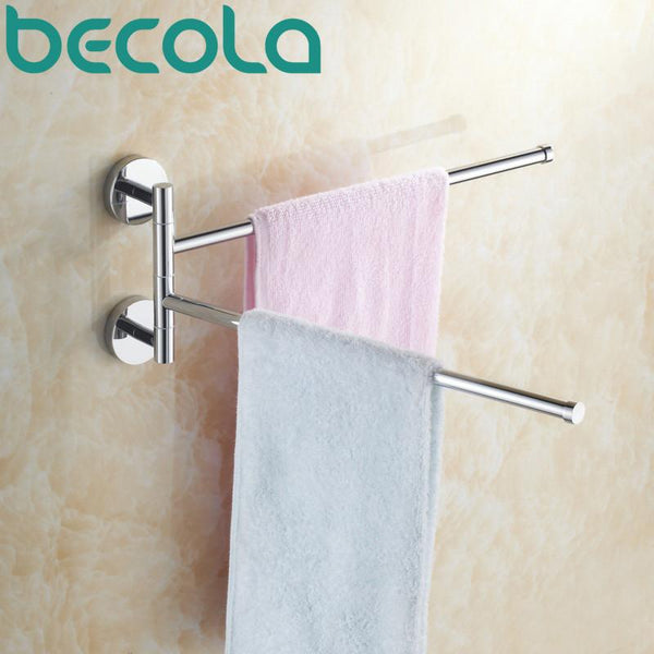 Bathroom Accessories Double Towel Bar Chrome Surface Folding Movable Bath Towel Bars B88001
