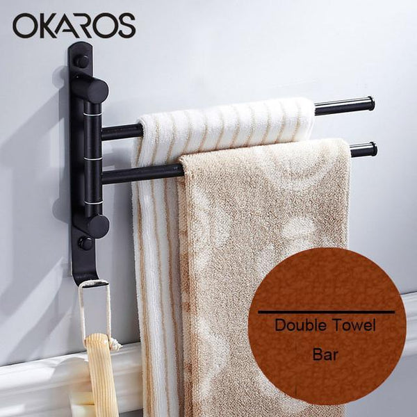 Bathroom Towel Bar W/ Hook 180 Degree Rotation2/3/4 Layer Stainless Steel Towel Rack Holder Wall Mounted Bathroom Accessories