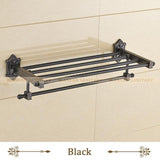 Bathroom Shelves Dual Tier Brass Wall Bath Shelf Towel Rack Holder Hangers Rails Home Decorative Accessories Towel Bar Wf71208