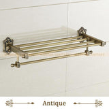 Bathroom Shelves Dual Tier Brass Wall Bath Shelf Towel Rack Holder Hangers Rails Home Decorative Accessories Towel Bar Wf71208