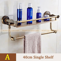 Bathroom Shelves 2 Layers Towel Rack Shower Storage Basket Bath Wall Shelf Brass Bathroom Accessories Towel Bar Hangers Sl7842