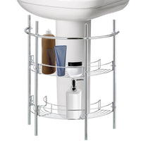 Chrome-Plated Under-the-Sink Bathroom Storage Rack w/ 2 Shelves & Hand Towel Bar